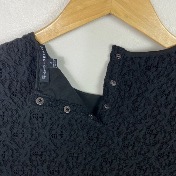 Sezane Madewell Lace Shift Dress Black Size 0 Textured French Minimalist Capsule - Picture 9 of 14